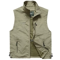 Gilet outdoor uomo kaki impermeabile con tasche multiple ideale per pesca e trekking - M / Cachi