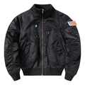Chaqueta bomber MA-1 negra para hombre con parches tácticos y bolsillos militares - M / Negro