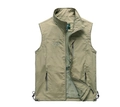 Gilet outdoor da uomo ad asciugatura rapida in kaki con collo alto e fodera a rete - M / Cachi