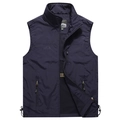 Gilet de sport séchage rapide bleu marine pour hommes avec poches multiples et col montant - 6XL / Bleu foncé