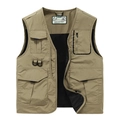 Gilet tattico da uomo color kaki con tasche multiple e fodera in rete traspirante - M / Cachi