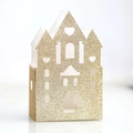 Gold glitzernde Schloss-Süßigkeitenbox mit Hohlschliff für Hochzeiten und Feste - Glitzer Gold Schloss 1