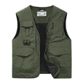 Gilet outdoor da uomo verde militare con tasche multiple, zip e fodera in rete traspirante - M / Verde Militare