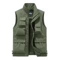 Outdoor utility fishing vest with multiple functional pockets and breathable mesh lining - M / Army Green