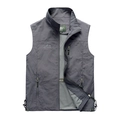 Gilet da uomo grigio scuro impermeabile per outdoor con tasche zip e fodera a rete - M / Grigio