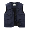 Gilet sportivo blu scuro multitasche con fodera in rete per pesca e attività all'aperto - M / Blu scuro