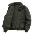 Men's dark olive green fleece-lined utility bomber jacket with shearling collar - M / No Badge Style (5066285411394) / Army Green