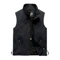 Gilet outdoor nero da uomo impermeabile con tasche a zip e fodera in rete traspirante - M / Nero