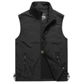 Chaleco outdoor negro para hombre de secado rápido con cuello alto y bolsillos con cremallera - M / Negro