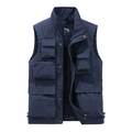Men's outdoor multi-pocket cargo vest in navy blue with breathable mesh lining - M / Navy Blue