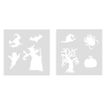 Set di due stencil trasparenti in PET per Halloween con streghe e zucche - Set