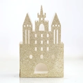 Glitzernde goldene Schloss-Süßigkeitenbox mit Hohlraum-Ausschnitten für Hochzeitsfeiern - Glitzer Gold Schloss 2