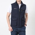 Gilet da pesca all'aperto da uomo blu scuro con tasche multiple e colletto in piedi - M / Blu Reale