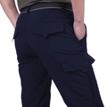 Pantalon cargo léger à séchage rapide pour hommes bleu marine avec poches latérales - M / Bleu clair