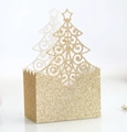 Golden glitter Christmas tree hollow gift box with star topper for holiday party treats - Christmas Tree / Glitter Gold Christmas Tree