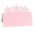 Pink laser-cut snowflake place cards with pearl finish for Christmas wedding tables - Pink