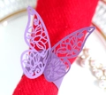 Elegant purple laser-cut butterfly napkin ring for wedding and luxury table decor - Dark Purple