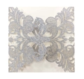 Invito a nozze argento glitterato tagliato al laser con motivo floreale europeo - Argento Glitter