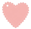 Etiquetas de regalo de corazón rosa con borde punteado blanco y bordes ondeados - Rosa