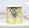 Golden heart pattern laser-cut LED candle wrapper and decorative cup holder for weddings - Reflective Gold