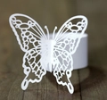 Détail du rond de serviette papillon blanc découpé au laser pour décoration de mariage - Blanc
