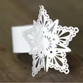 Servilletero de papel blanco con copo de nieve y diseño de encaje cortado por láser - Blanco