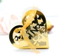 Goldene lasergeschnittene LOVE Herz Hochzeit Geschenkbox mit Schleife für Pralinen und Gebäck - Reflektierendes Gold