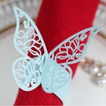 Rond de serviette papillon bleu clair découpé au laser pour décoration de mariage - Bleu Pâle Perlé