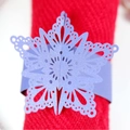 Sparkling light purple snowflake paper napkin ring for elegant Christmas table decor - Sapphire Blue
