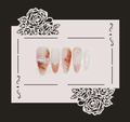 French style pink gradient press-on nails with rose patterns and pearl lace card - Pattern 5 (White-5)