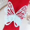 Elegante servilletero de mariposa azul claro cortado con láser para bodas y cenas - Azul Pálido Perla