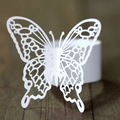 3D laser-cut white butterfly paper napkin ring decoration for wedding tables - 22cm / White