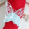 Laser-cut light blue butterfly napkin ring with hollow patterns on red fabric - 22cm / Pearl Pale Blue