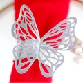 Servilletero de mariposa plateado calado para decoración de mesa de boda elegante - Plata Reflectante