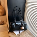 Borsa Boston vintage nera con ciondolo da baseball e decorazione in corda - Con Ciondolo / Nero