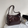 Deep brown leather tote bag with gold hardware and spacious design for everyday use - Coffee No Charm