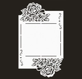 Biglietto bianco traforato al laser con rose floreali su sfondo nero opaco - Bianco