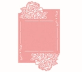 Biglietto d'auguri rosa intagliato al laser con motivi floreali in pizzo su sfondo bianco - Rosa