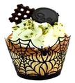 Halloween cupcake wrapper with laser cut black spider web design for party decoration - Spider Web Style (WB-20) / 5*5*8CM