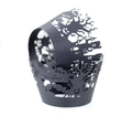 Black laser-cut Halloween cupcake liners with spooky pumpkin and cat patterns - Black