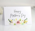 Elegante biglietto pieghevole per la festa della mamma con fiori ad acquerello rosa su bianco - Stile Inglese Floreale Acquerello (Biglietto-2)