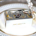 Scatola regalo Halloween con coperchio argento intagliato al laser, tema zucca e pipistrelli - Argento Riflettente