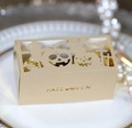 Elegante scatola regalo dorata per Halloween con motivi a zucca e pipistrello intagliati - Beige Oro