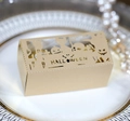 Goldene lasergeschnittene Halloween-Bonbonschachtel mit Geister- und Schlossmustern - Beige Gold