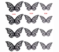 Set of 12 black 3D hollow butterfly wall stickers in sizes 12cm, 10cm, and 8cm - BK-168 Black