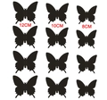 Set of 12 black 3D butterfly wall stickers in sizes 12cm, 10cm, and 8cm for party decor - Black (BK-219 Black)