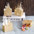 Glittering gold castle gift boxes for wedding candy and party chocolate favors - Golden Glitter Castle
