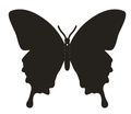Detailed close-up of 3D black hollow butterfly wall sticker with intricate laser cutouts - Black (BK-218)