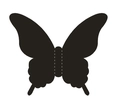 Detail of 3D black butterfly wall sticker showing laser cut design and fold lines - Black (BK-204)