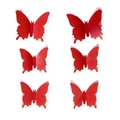3D butterfly wall stickers in red with double-layer wings set of 6 pieces decor - Red (BK-219 Red)